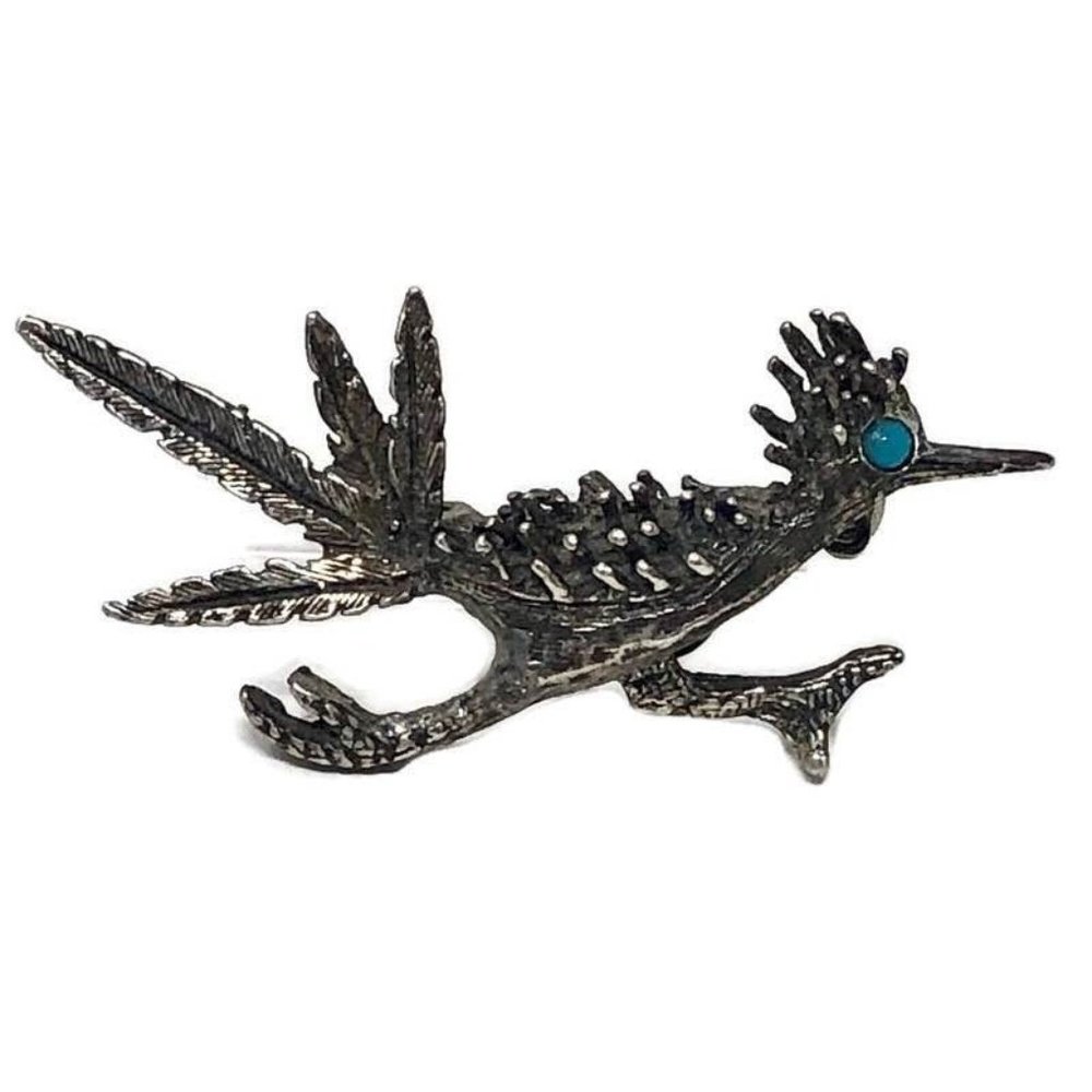 Vintage Sterling and Turquoise Pacific Jewelry Co. Roadrunner Brooch